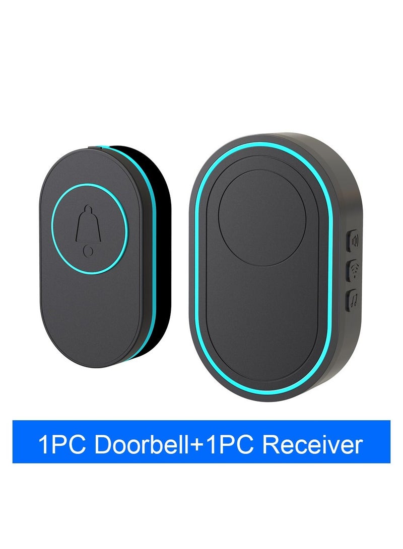 AROAQ Wireless Doorbell LED Flash Security Alarm Outdoor Waterproof Smart Home Intelligent Door Bell Chime Kit - Image 1