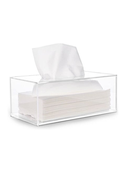 حامل مناديل أكريليك، 14032 صندوق مناديل - حامل مناديل مستطيل، غطاء صندوق شفاف لتوزيع المناديل، حامل صندوق مناديل للمنزل والمطبخ ومكتب العمل.