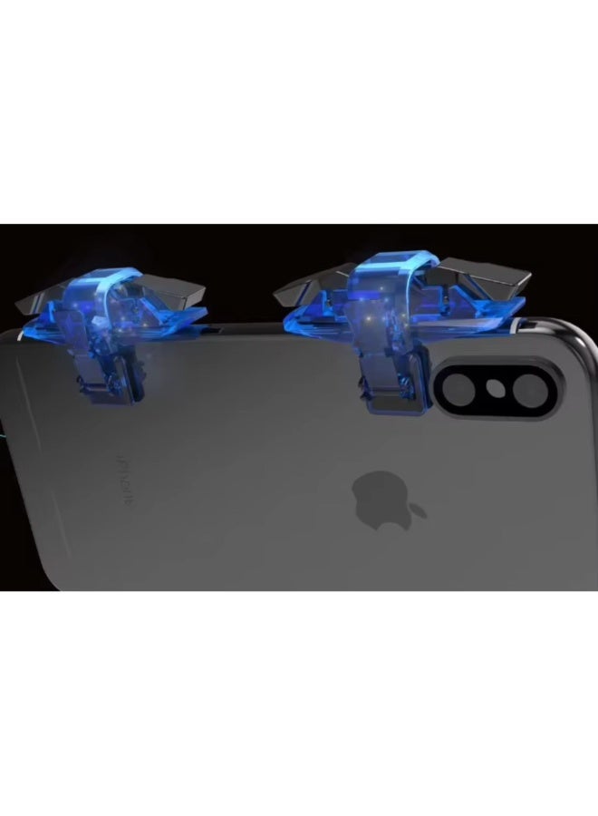 زناد الألعاب المحمولة CH-5 بلو شارك - زناد شفاف أزرق L1R1 لوحدة التحكم في PUBG و Free Fire و COD و BGMI - عالمي لأجهزة Android و iOS - Image 5