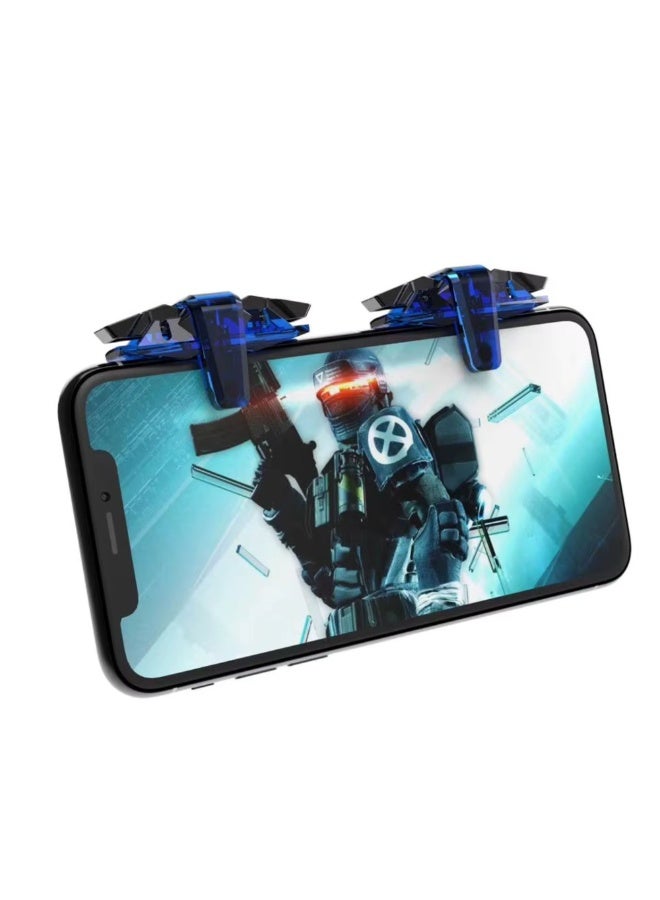 زناد الألعاب المحمولة CH-5 بلو شارك - زناد شفاف أزرق L1R1 لوحدة التحكم في PUBG و Free Fire و COD و BGMI - عالمي لأجهزة Android و iOS - Image 1