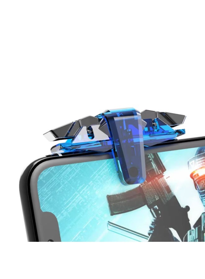 زناد الألعاب المحمولة CH-5 بلو شارك - زناد شفاف أزرق L1R1 لوحدة التحكم في PUBG و Free Fire و COD و BGMI - عالمي لأجهزة Android و iOS - Image 2