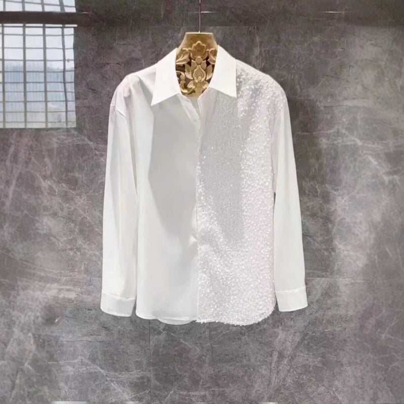 قميص طويل الأكمام بتصميم عصري جديد عالي الجودة للرجال بأسلوب كوري، قميص أنيق وعصري - Image 3