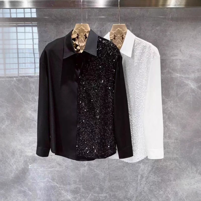 قميص طويل الأكمام بتصميم عصري جديد عالي الجودة للرجال بأسلوب كوري، قميص أنيق وعصري - Image 2