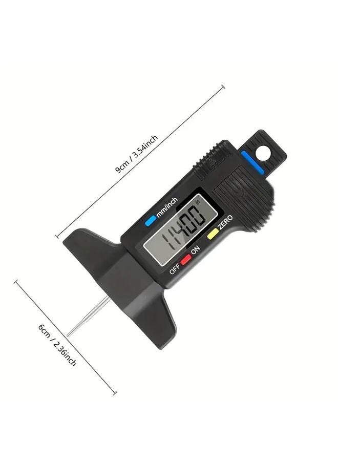 Black Digital Tire Tread Depth Gauge LCD Display Millimeter Inch Conversion Tool - Image 4