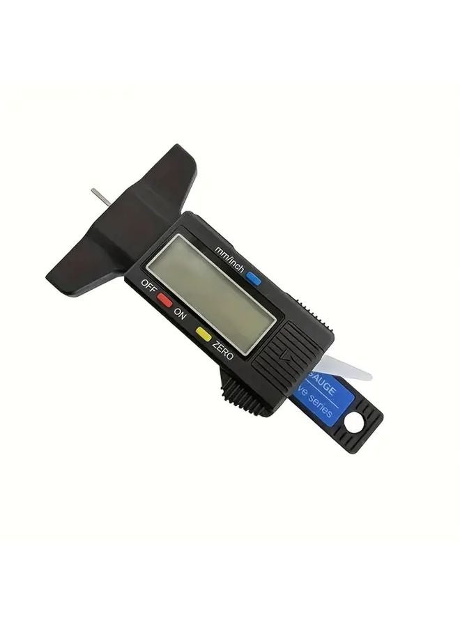 Black Digital Tire Tread Depth Gauge LCD Display Millimeter Inch Conversion Tool - Image 1