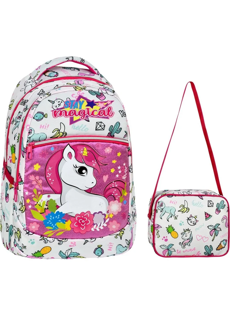 Çanta Trend Bag Trend Unicorn Patterned Primary School Bag + Lunch Box