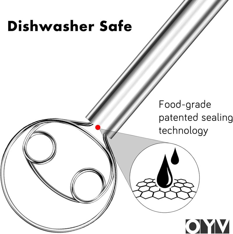 OYV 304 Stainless Steel Dough Whisk, Dishwasher Safe Danish Dough Whisk, Dutch Bread Whisk for Sourdough, Pizza, Pastry, Cake Batter, 12-inch Sourdough Tools - Image 3