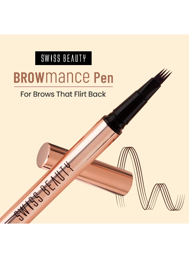 Swiss Beauty Swiss Beauty BROWmance Pen | Fills In Sparse Hair | 8-Hour Stay | Waterproof | Shade- 01 Light Brown | 1ml