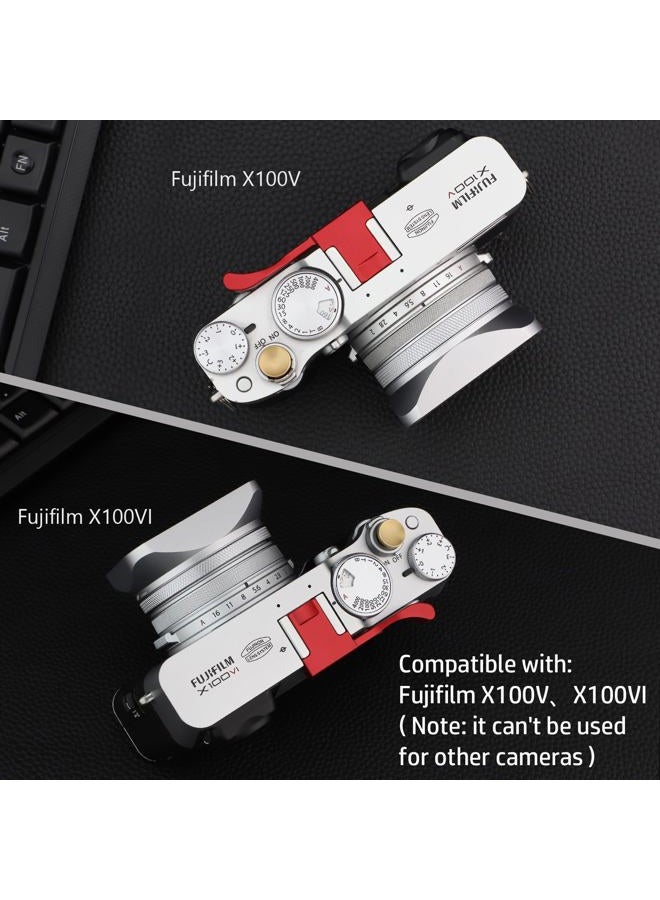 Haoge THB-X2R Metal Hot Shoe Thumb Up Rest Hand Grip for Fujifilm X100VI Fuji X100V Camera Red - Image 3