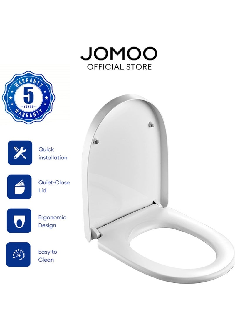 Jomoo Soft-Close U-Shape Toilet Seat Cover Quiet Durable Quick-Attach Hardware Removable Lid for Bathroom Daily Use Home and Outdoor - Image 1