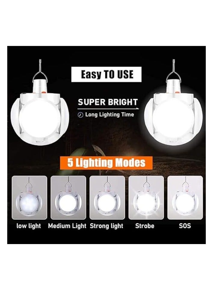 erorex Solar Camping Lantern, Portable Solar Tent Light with Hanging Hook, Rechargeable USB Folding LED Lantern Lamp, Emergency Hurricane Camping Lamp for Outdoor, Tent, Patio, Home Power Outage - Image 3