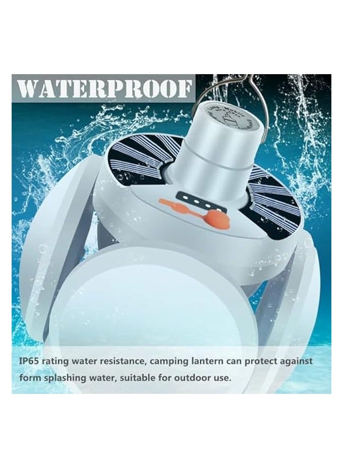 erorex Solar Camping Lantern, Portable Solar Tent Light with Hanging Hook, Rechargeable USB Folding LED Lantern Lamp, Emergency Hurricane Camping Lamp for Outdoor, Tent, Patio, Home Power Outage - Image 5