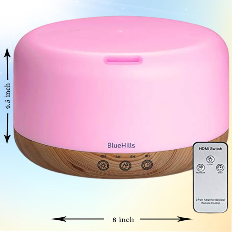 BlueHills Premium 1000 ML XL Essential Oil Diffuser Aromatherapy Humidifier with Remote Timer for Large Room Home 18 Hour Run Huge Coverage Area 1 Liter Mood Light Extra Large Capacity Wood Grain D004 - Image 3