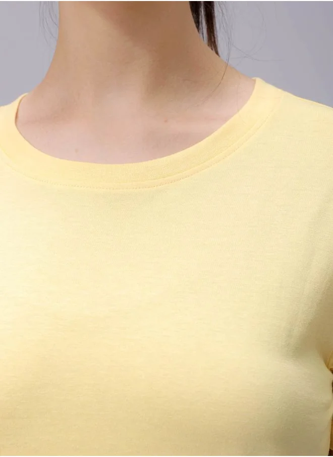 مرفوعة Women Regular Fit Solid Crew Neck T-Shirt