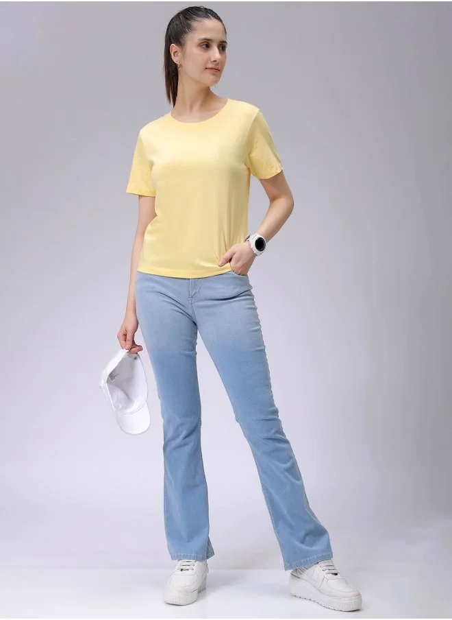 مرفوعة Women Regular Fit Solid Crew Neck T-Shirt