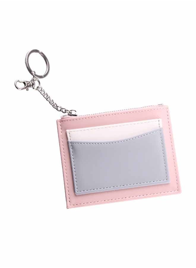 NIBEMINENT Leather Mini Coin Purse Pink/Grey/White 
