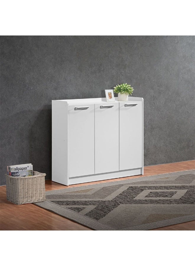 DANUBE HOME رف أحذية سوبريم بـ 3 أبواب لتخزين 24 زوج من الأحذية، خزانة تنظيم أحذية عصرية، رف أحذية مدمج لممر المدخل، حل تخزين أنيق - أبيض - Image 1