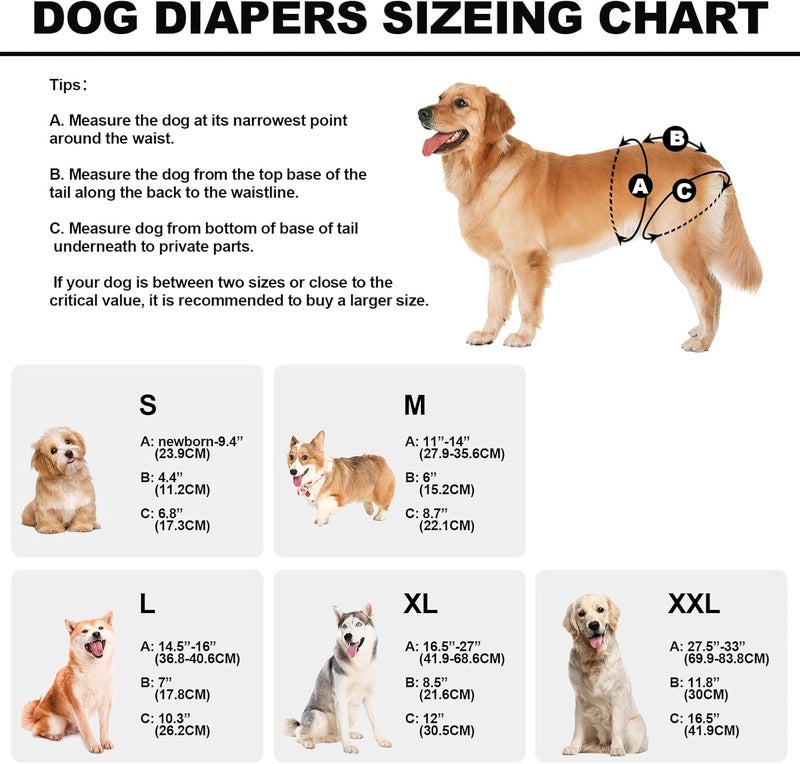 VUNCESSIN Washable Dog Diapers Female Pcak of 3 Premium Female Dogige Diapers Highly Absorbent Reusable Puppy Diapers for Dog in Incontinence,Period or Excitable Urination - Image 3