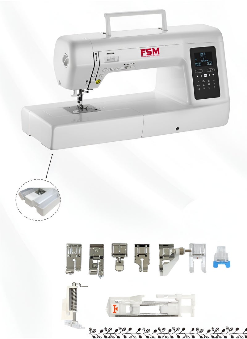 fakhro_sewing_machines - FSM Long Arm Computerized Sewing & Quilting Machine – 12" Workspace, Touchscreen Interface, 400 Built-In Stitches, Auto Thread Trimmer, Memory Mode, Built-In Needle Threader, 240V DC Motor, Made in Taiwan – White - Image 1