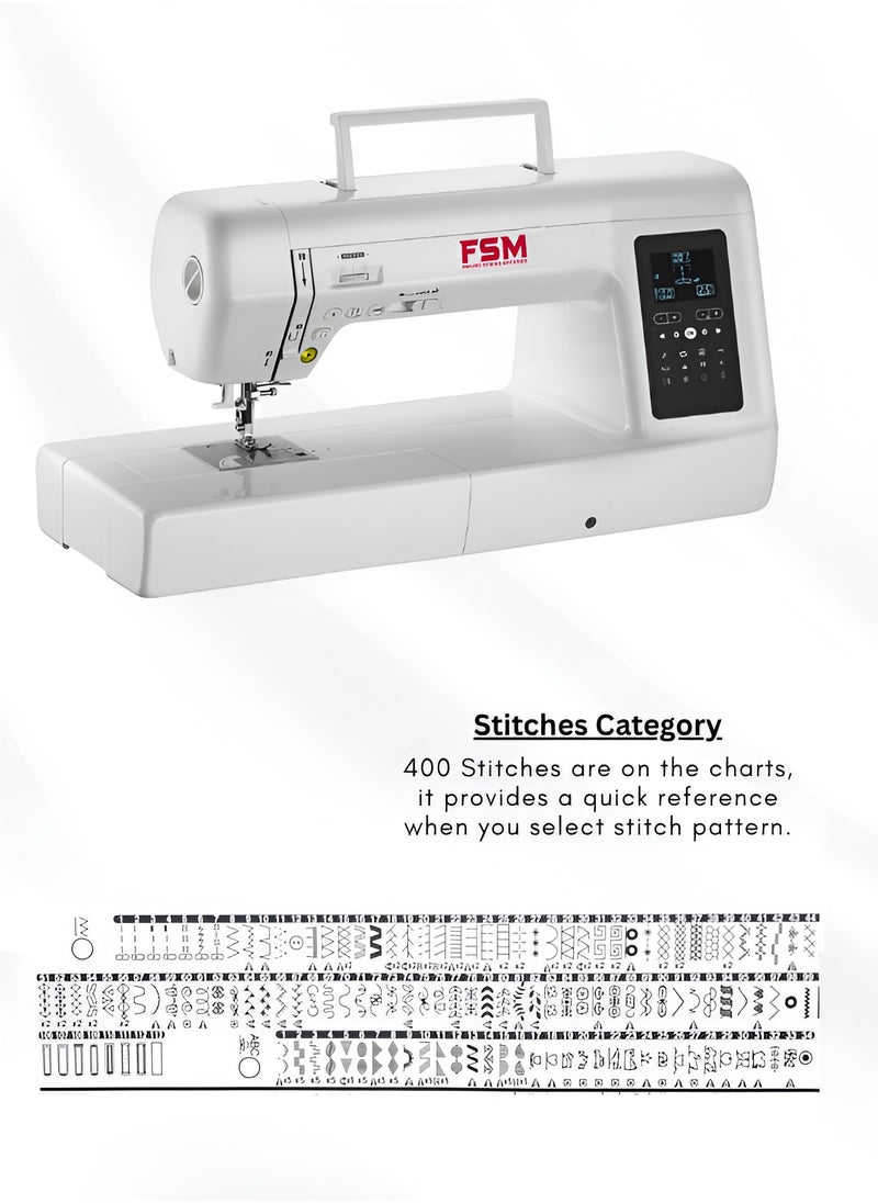 fakhro_sewing_machines - FSM Long Arm Computerized Sewing & Quilting Machine – 12" Workspace, Touchscreen Interface, 400 Built-In Stitches, Auto Thread Trimmer, Memory Mode, Built-In Needle Threader, 240V DC Motor, Made in Taiwan – White - Image 1