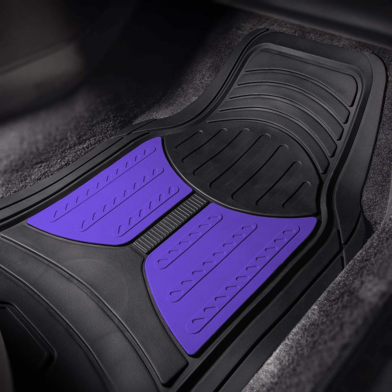 FH Group Monster Eye Full Set Rubber Floor Mats w. Trimmable Vinyl Trunk Liner/Cargo Mat Black- Fit Most Car, Truck, SUV, or Van (Purple/Black) F11313- F16403 - Image 3