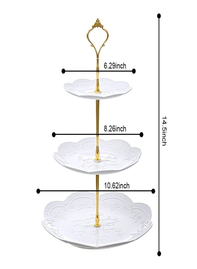 PowerKing 3 Tier Cupcake Stand Cake Stand - Plastic Tiered Serving Tray for Desserts, Candy, and Treats - Perfect for Wedding, Birthday, Tea Party (White, 2Pack,Round) - Image 5