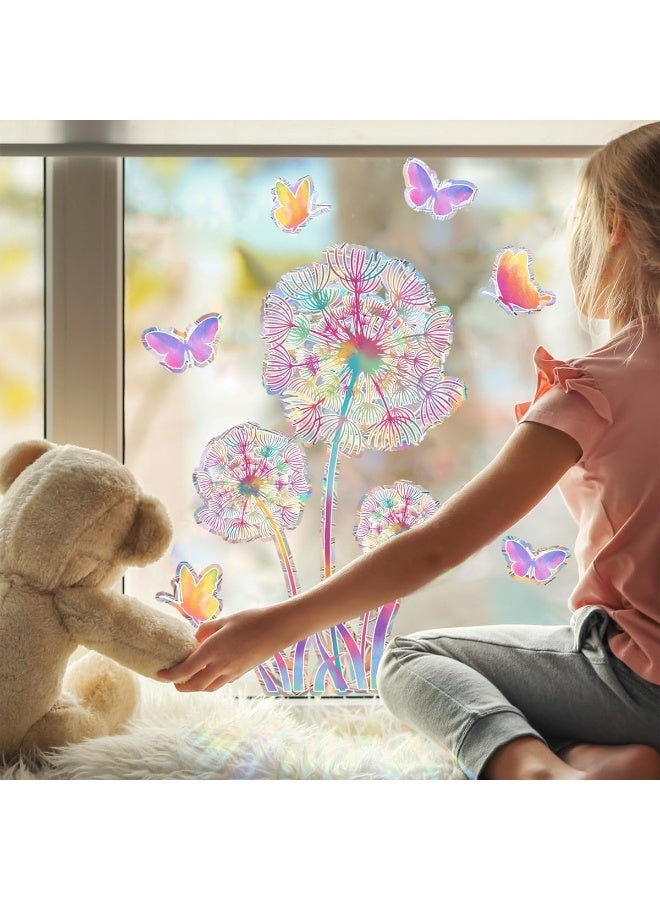 Home Trove Sinekong Dandelion Window Stickers Prism Window Sticker Suncatcher Sticker Bird Protection Prism Window Decals Birds Anti Collision Butterfly Sticker Sun Catcher For Window Film Glass Panels  - Image 5
