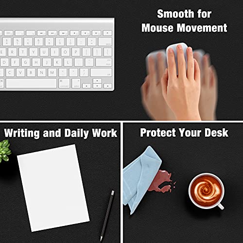 Hsurbtra Desk Pad, 23.6" x 13.8" PU Leather Desk Mat, M Extended Mouse Pad, Waterproof Desktop Blotter Protector, Non-Slip Ultra Thin Small Laptop Keyboard Writing Mat for Office Home, Black - Image 4