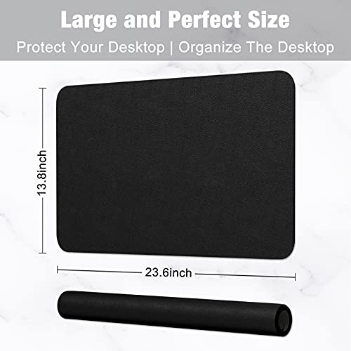 Hsurbtra Desk Pad, 23.6" x 13.8" PU Leather Desk Mat, M Extended Mouse Pad, Waterproof Desktop Blotter Protector, Non-Slip Ultra Thin Small Laptop Keyboard Writing Mat for Office Home, Black - Image 3