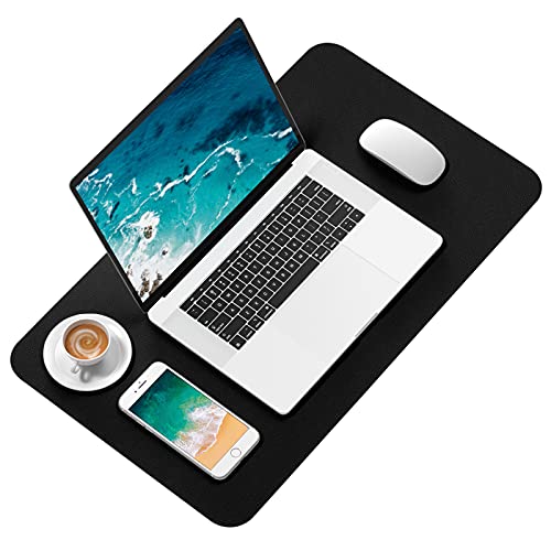 Hsurbtra Desk Pad, 23.6" x 13.8" PU Leather Desk Mat, M Extended Mouse Pad, Waterproof Desktop Blotter Protector, Non-Slip Ultra Thin Small Laptop Keyboard Writing Mat for Office Home, Black - Image 2