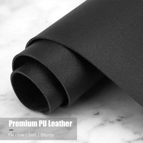 Hsurbtra Desk Pad, 23.6" x 13.8" PU Leather Desk Mat, M Extended Mouse Pad, Waterproof Desktop Blotter Protector, Non-Slip Ultra Thin Small Laptop Keyboard Writing Mat for Office Home, Black - Image 5