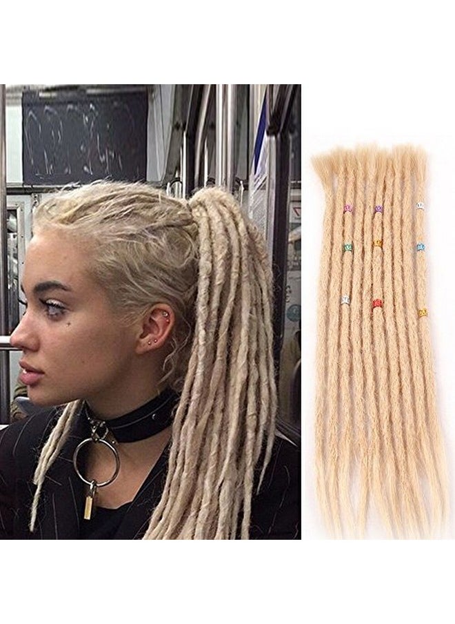 Aosome - Blonde Color Real Human Hair Dreadlock Extensions Full Handmade 10 Strands Braiding Hair Extensions 20 Inch - Image 1