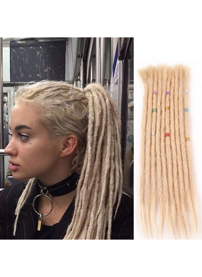 Aosome - Blonde Color Real Human Hair Dreadlock Extensions Full Handmade 10 Strands Braiding Hair Extensions 20 Inch - Image 1