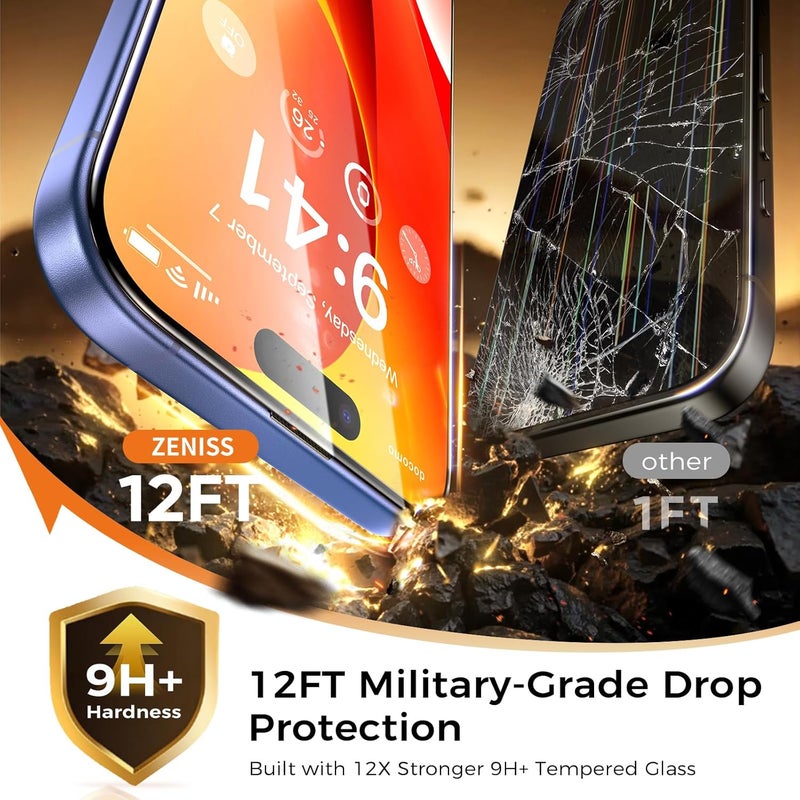 Zeniss NeverBreak 9H+ Hardness for iPhone 16 Plus Screen Protector 12FT Military Grade Protection (Scratch, Shatter, Drop Resistance) 16Plus Tempered Glass Full Edge Coverage 6.7" 2 Pack Replacement Parts - Image 2