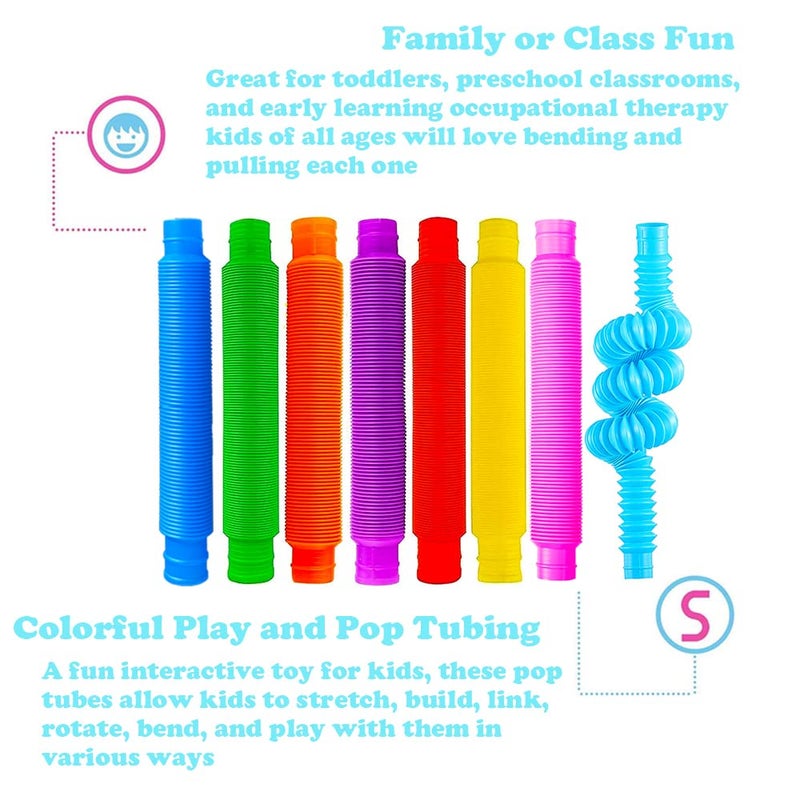 Neec 32Pack Pop Tubes, Fidget Tubes for Children and Adult Sensory Fidget Toy Set for Stress and Anxiety Relief Educational Learning Toys for Kids - Image 3