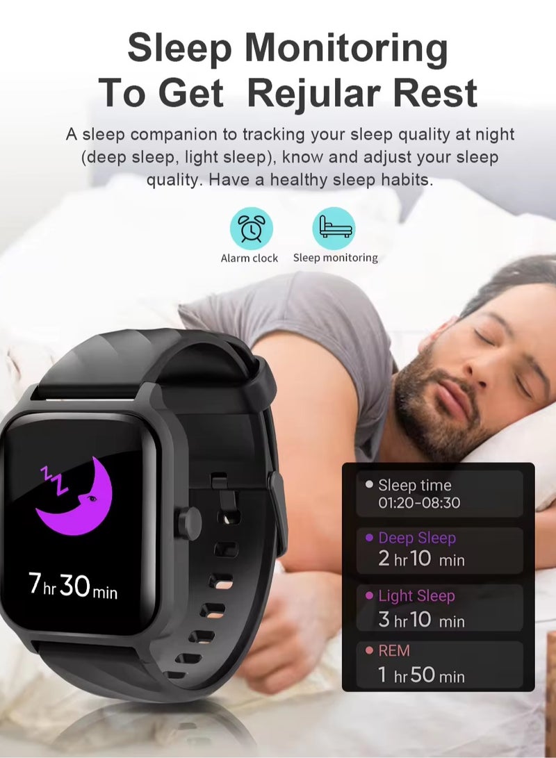 LW82 Smart Watch, Bluetooth Talk Heart Rate Pressure Monitoring Android Watch, IP68 Waterproof Durable Smart Sports Watch For Men And Women, (1pc, Black) - Image 3