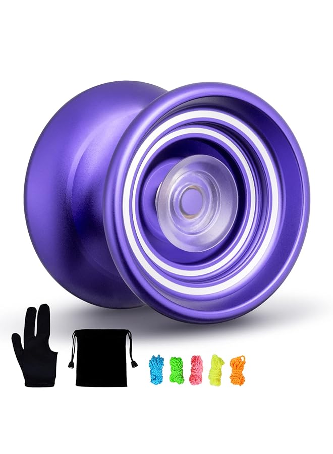 KASTWAVE Responsive Yoyo K7 Excellent Purple Metal Yoyo For Beginners High Quality A Very Popular Toy For Kids Friends Families Etc With Yoyo Bag + Yoyo Glove + 5 Yoyo Strings - Image 1