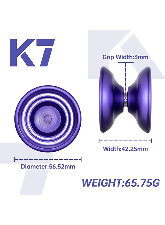 KASTWAVE Responsive Yoyo K7 Excellent Purple Metal Yoyo For Beginners High Quality A Very Popular Toy For Kids Friends Families Etc With Yoyo Bag + Yoyo Glove + 5 Yoyo Strings - Image 2