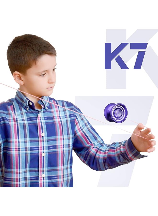 KASTWAVE Responsive Yoyo K7 Excellent Purple Metal Yoyo For Beginners High Quality A Very Popular Toy For Kids Friends Families Etc With Yoyo Bag + Yoyo Glove + 5 Yoyo Strings - Image 5