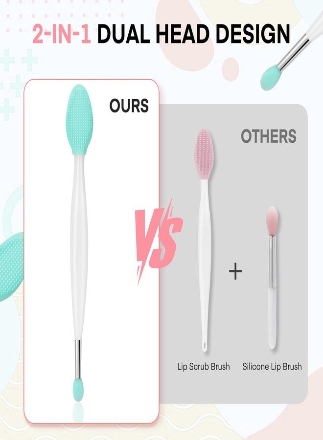 Unaone Lip Scrub Brush - 2 PCS Dual-ended Lip Scrubber Exfoliator and Silicone Lip Brush, 3-in-1 Silicone Lip Scrub Tool Lip Mask Applicator, Gentle Exfoliator & Applicator for Soft - Image 2