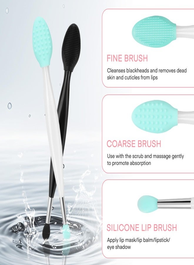 Unaone Lip Scrub Brush - 2 PCS Dual-ended Lip Scrubber Exfoliator and Silicone Lip Brush, 3-in-1 Silicone Lip Scrub Tool Lip Mask Applicator, Gentle Exfoliator & Applicator for Soft - Image 3