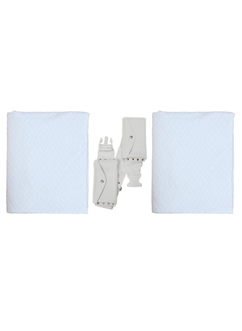 Fabienne 2-Piece Ihram Towel Set for Men with Belt Plus Size for Waists Over 40 Inches  Non-Stitched Umrah Towel for Men 210x110cm Pure White Hajj Towel Ihram for Men - Image 3