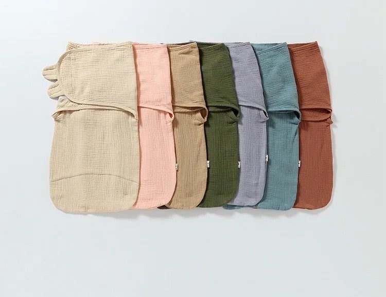 Y&D Newborn Swaddle Set: Cotton Soft Baby Swaddle with Headband, Organic Spandex Knit, Adjustable Wrap, Skin-Friendly, Simple Stripes, Perfect for Swaddlers, Soft Blanket - Image 5