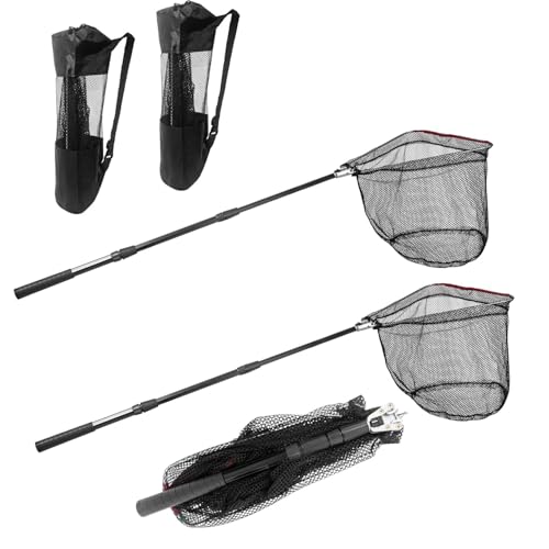Shouken Fishing Net with Handle and 1 Storage BagPortable Telescopic Fishing NetTelescoping Net Pole - Image 1