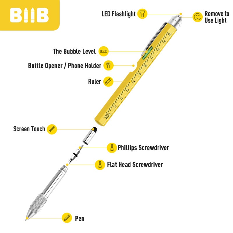 BIIB Stocking Stuffers for Men Adults, Gifts for Men 9 in 1 Multitool Pen, Mens Stocking Stuffers, Mens Christmas Gifts for Dad Him Husband, White Elephant Gifts for Adults, Cool Gadgets - Image 5