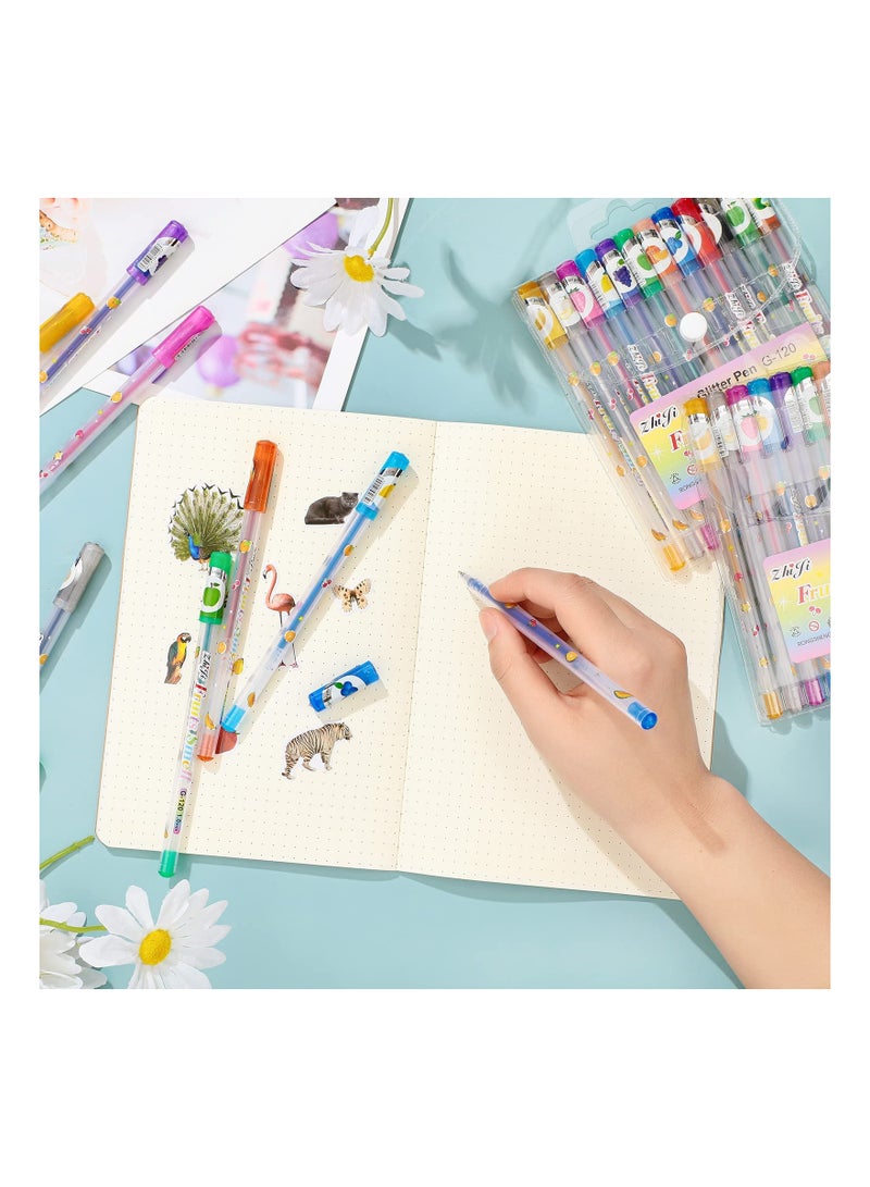 SYOSI 36 Pcs Scented Glitter Color Pen Multicolor Fun Smooth Writing Pens Stationary Kit Cute Scented Smell Good Fruit Flavors Coloring Pen for Girls Kids Arts Crafts School Stuffers - Image 2