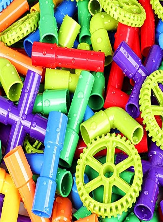 PULSBERY مكعبات بناء أنابيب غير قابلة للكسر من بولسبري، أنابيب ملونة، لعبة تعليمية بعجلات للأطفال، متعددة الألوان - Image 4