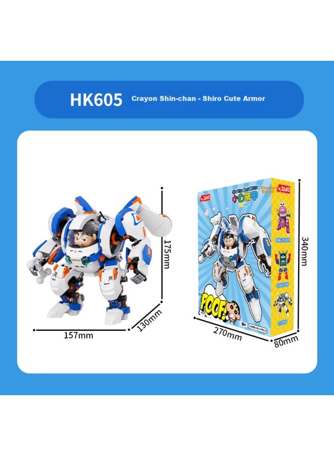 Jaki Building Blocks Crayon Shin-chan Shiro Cute Mecha Transforming Model Kids Toy Birthday Gift For Boys And Girls - Image 3
