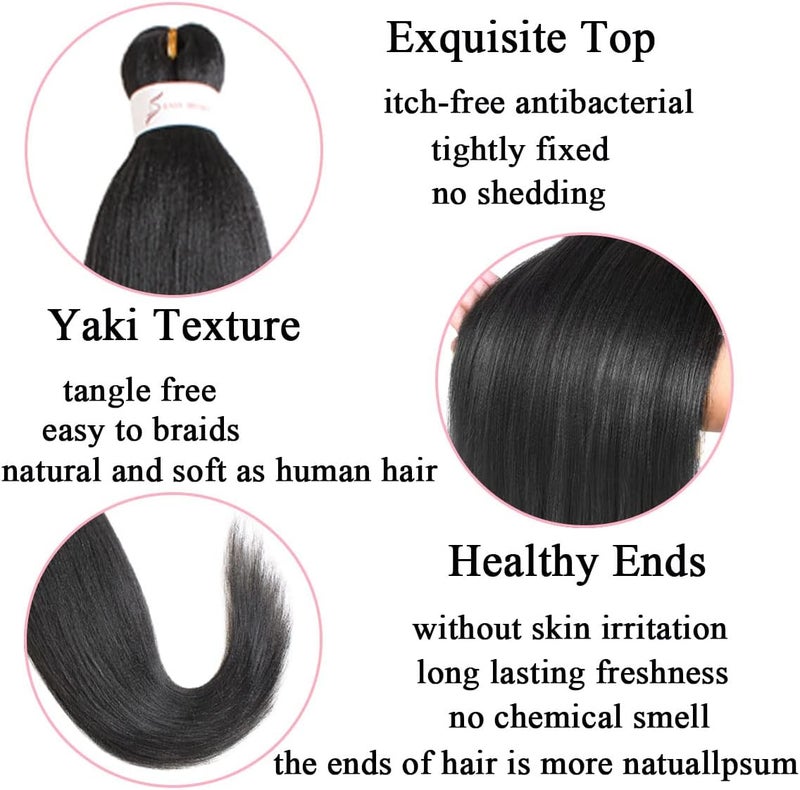 Leeven 30 Inch 8 Packs Ombre Pre Stretched Braiding Hair Two Tone Yaki Texture Prestretched Crochet Braids Hair Professional Synthetic Hair Extension Itch Free Hot Water Setting (27/613#) - Image 3