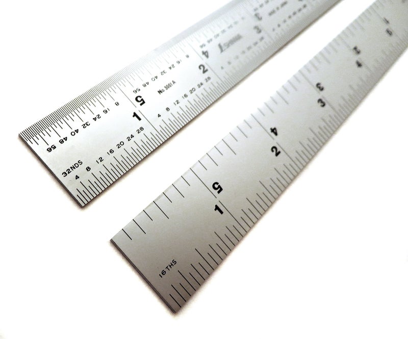 Shinwa 12" 4R Rigid (1.250” wide x .040” thick) Zero Glare Satin Chrome Stainless Steel 4R Machinist Engineer Ruler / Rule with Graduations in 1/64, 1/32, 1/8, 1/16 Model H-3001C - Image 5